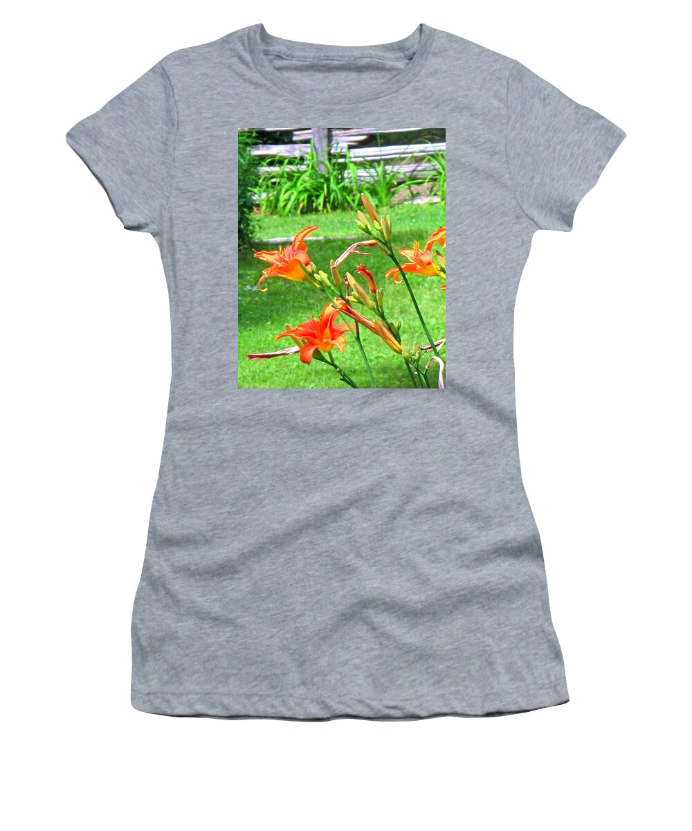 Lilly Women's T-Shirt featuring the photograph Orange And Green by Ian MacDonald