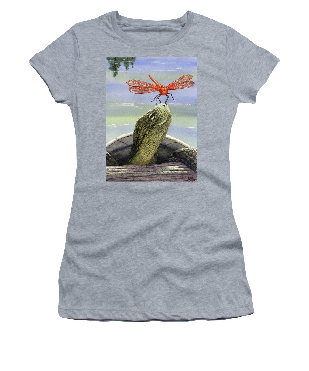 Dragonfly Women's T-Shirt featuring the painting Orange Dragonfly by Catherine G McElroy