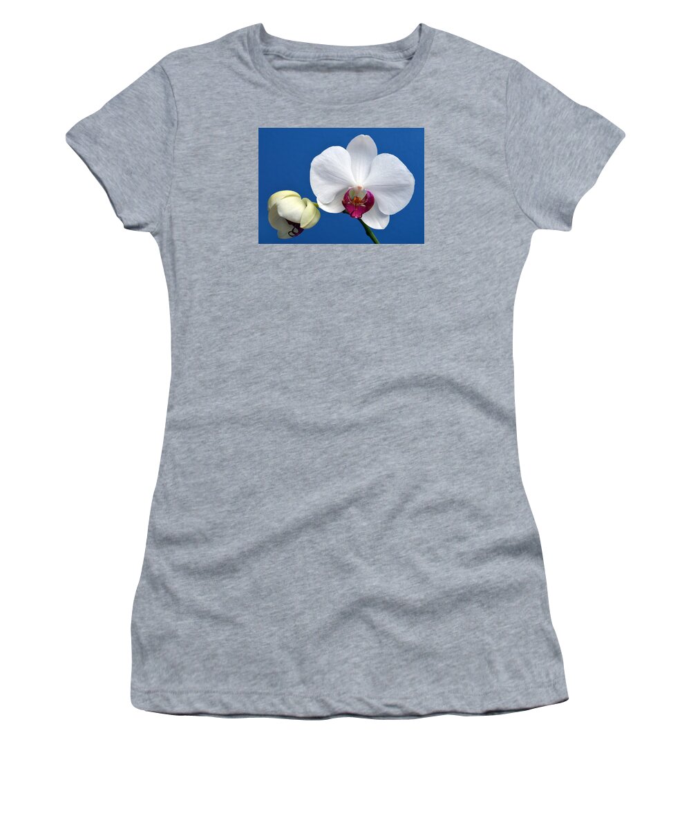 Orchid Women's T-Shirt featuring the photograph Orchid Out Of The Blue. by Terence Davis