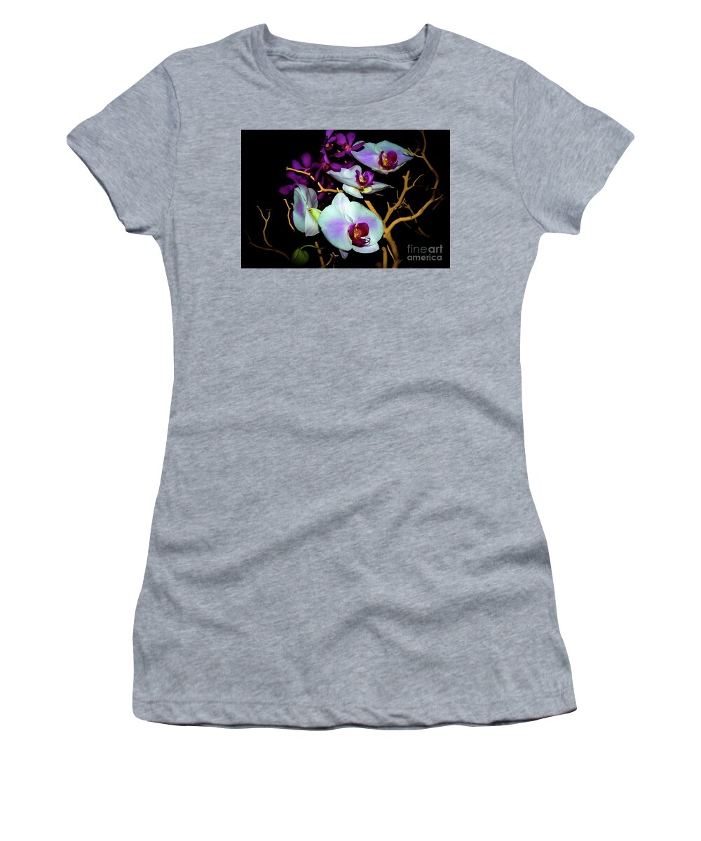 Floral Photography Women's T-Shirt featuring the photograph Orchids in Water Color by Diana Mary Sharpton