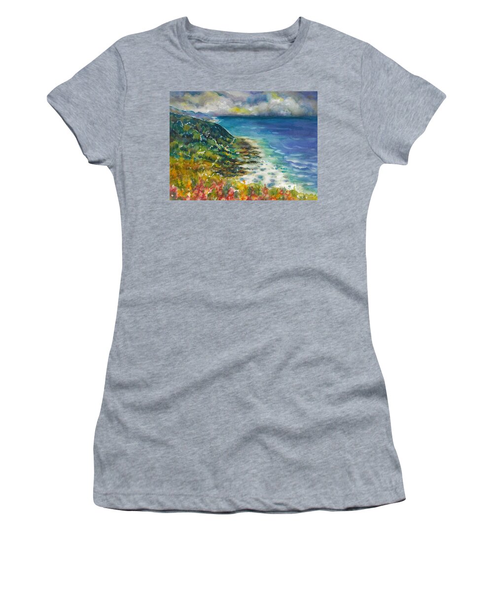 Watercolor Women's T-Shirt featuring the painting Oregon Coast by Ann Nicholson