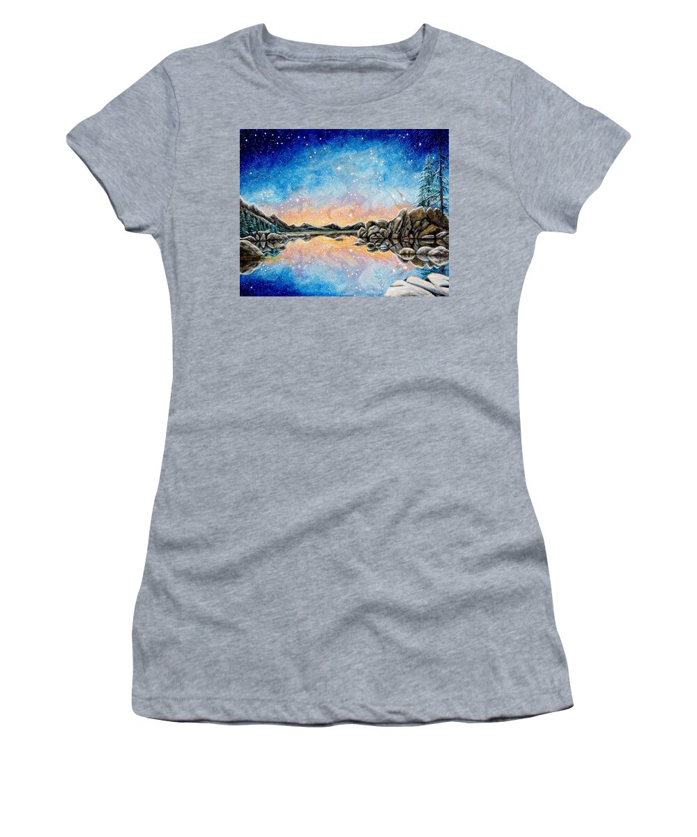 Tahoe Women's T-Shirt featuring the painting Orion over Tahoe Winter by Matt Konar