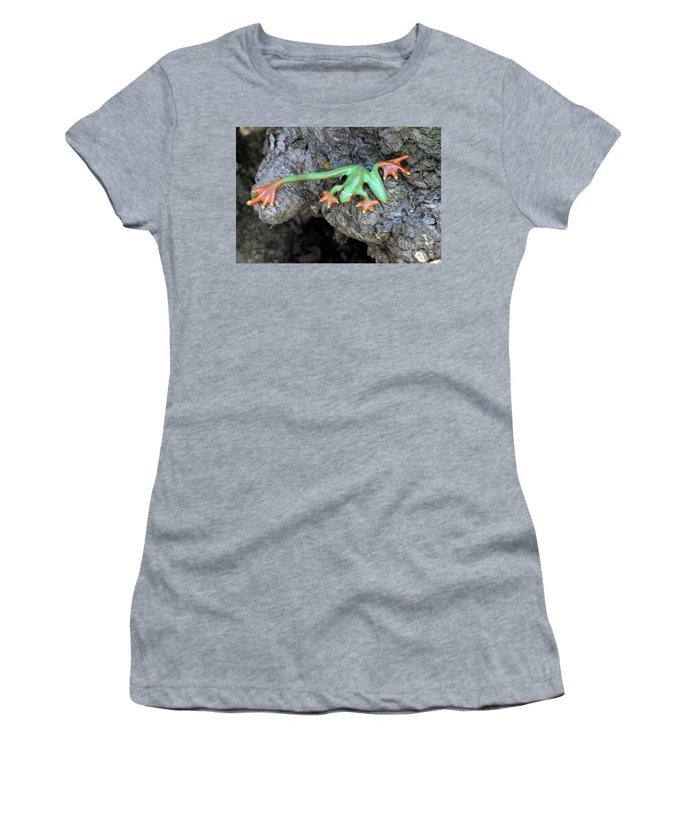 Frog Women's T-Shirt featuring the painting Ornamental Green Orange Frog by Corey Ford