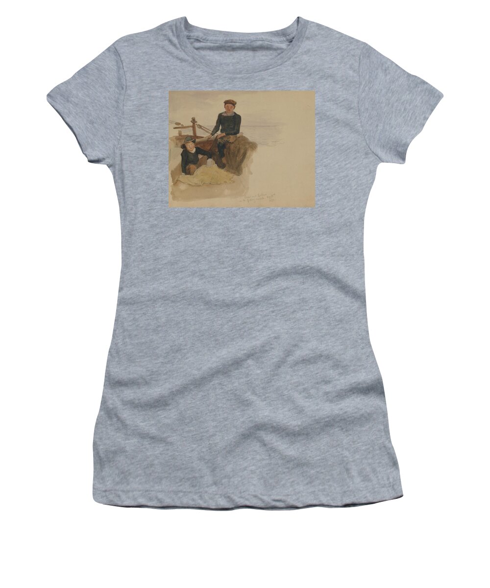19h Century Art Women's T-Shirt featuring the drawing Oscar and Bobino on the Fishing Smack by John Singer Sargent