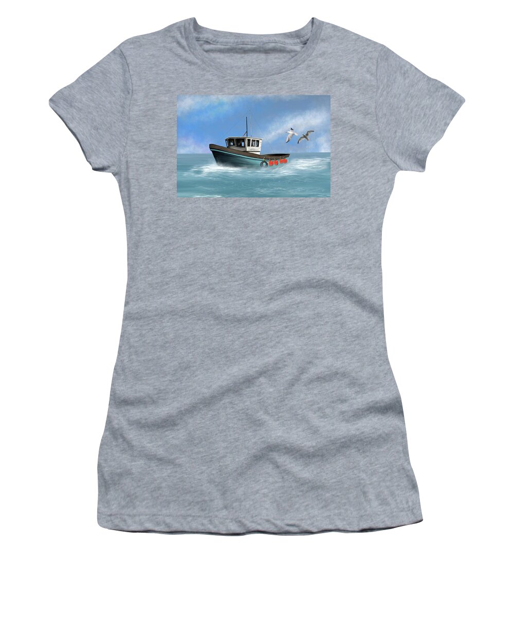 “fishing Boat Osprey” Women's T-Shirt featuring the digital art Osprey by Mark Taylor