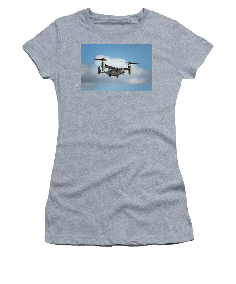 Bell Boeing V-22 Osprey Women's T-Shirt featuring the photograph Osprey's Clouded Hover by American Landscapes