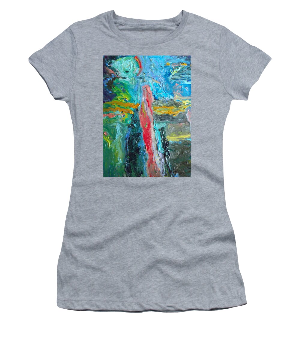 Abstract Women's T-Shirt featuring the painting Other Worlds Other Universes by Susan Esbensen