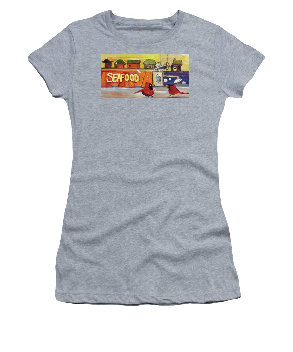 Birds Women's T-Shirt featuring the painting Our New Home by Patricia Arroyo