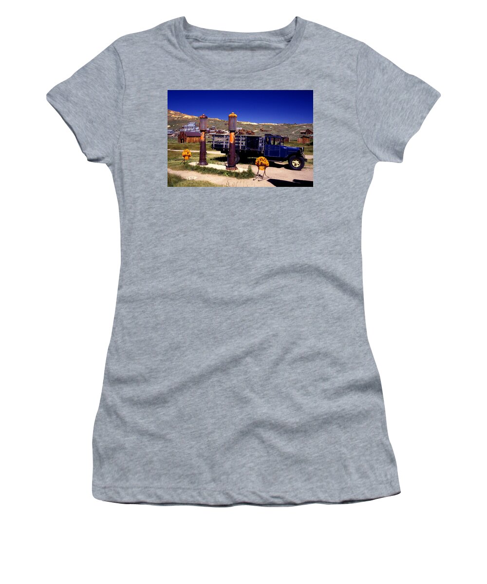 Bodie Women's T-Shirt featuring the photograph Out of Gas by Paul W Faust - Impressions of Light