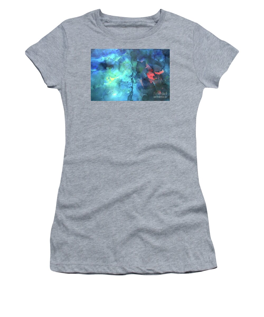 Abstract Women's T-Shirt featuring the painting Out of the Blue by Lucy Arnold