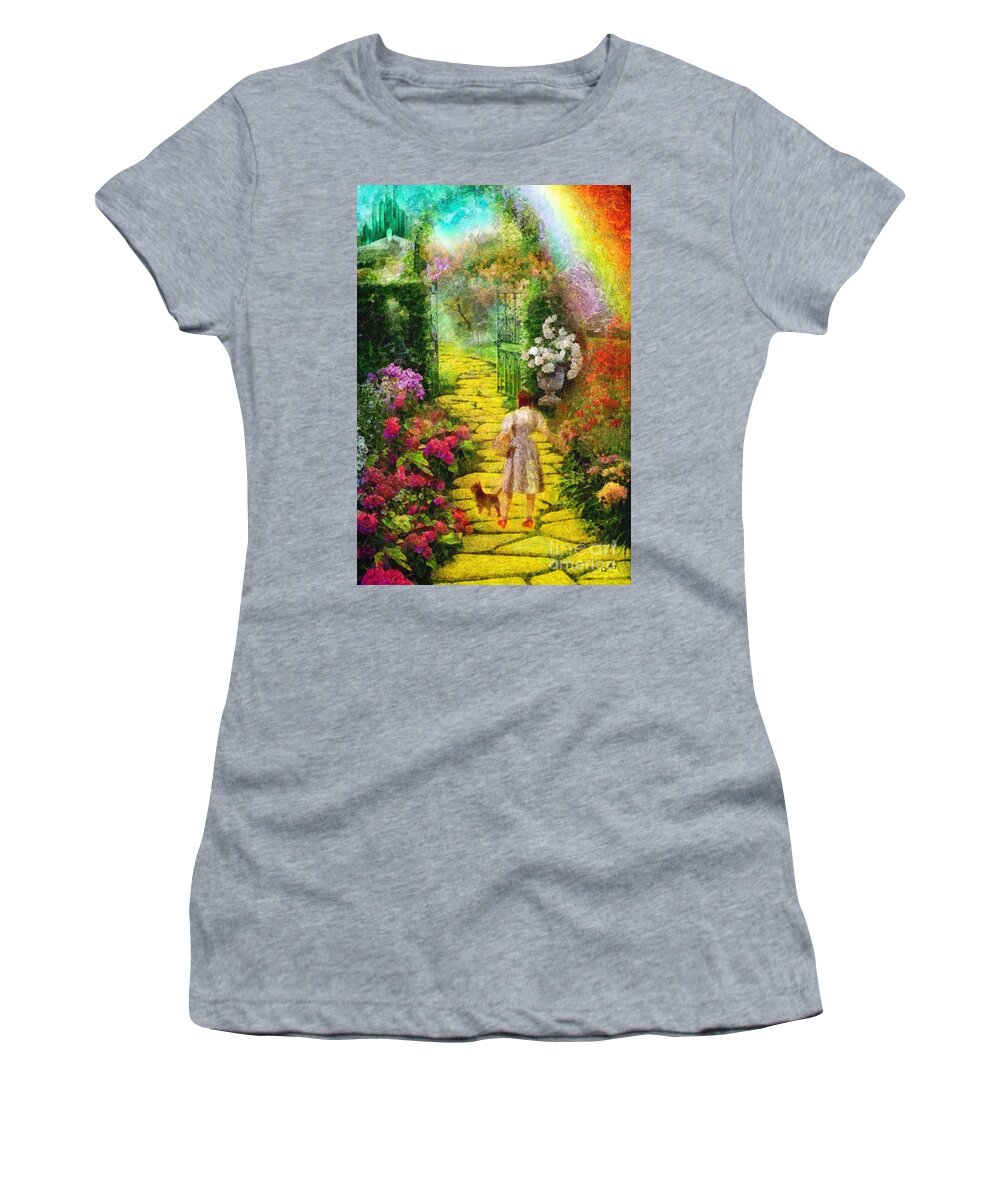 Over The Rainbow Women's T-Shirt featuring the painting Over the Rainbow by Mo T
