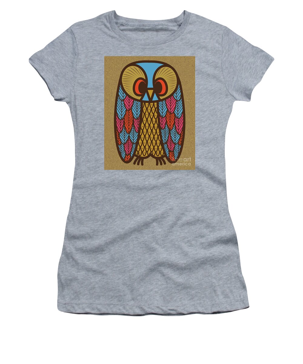 Mid Century Modern Women's T-Shirt featuring the digital art Owl 1 by Donna Mibus