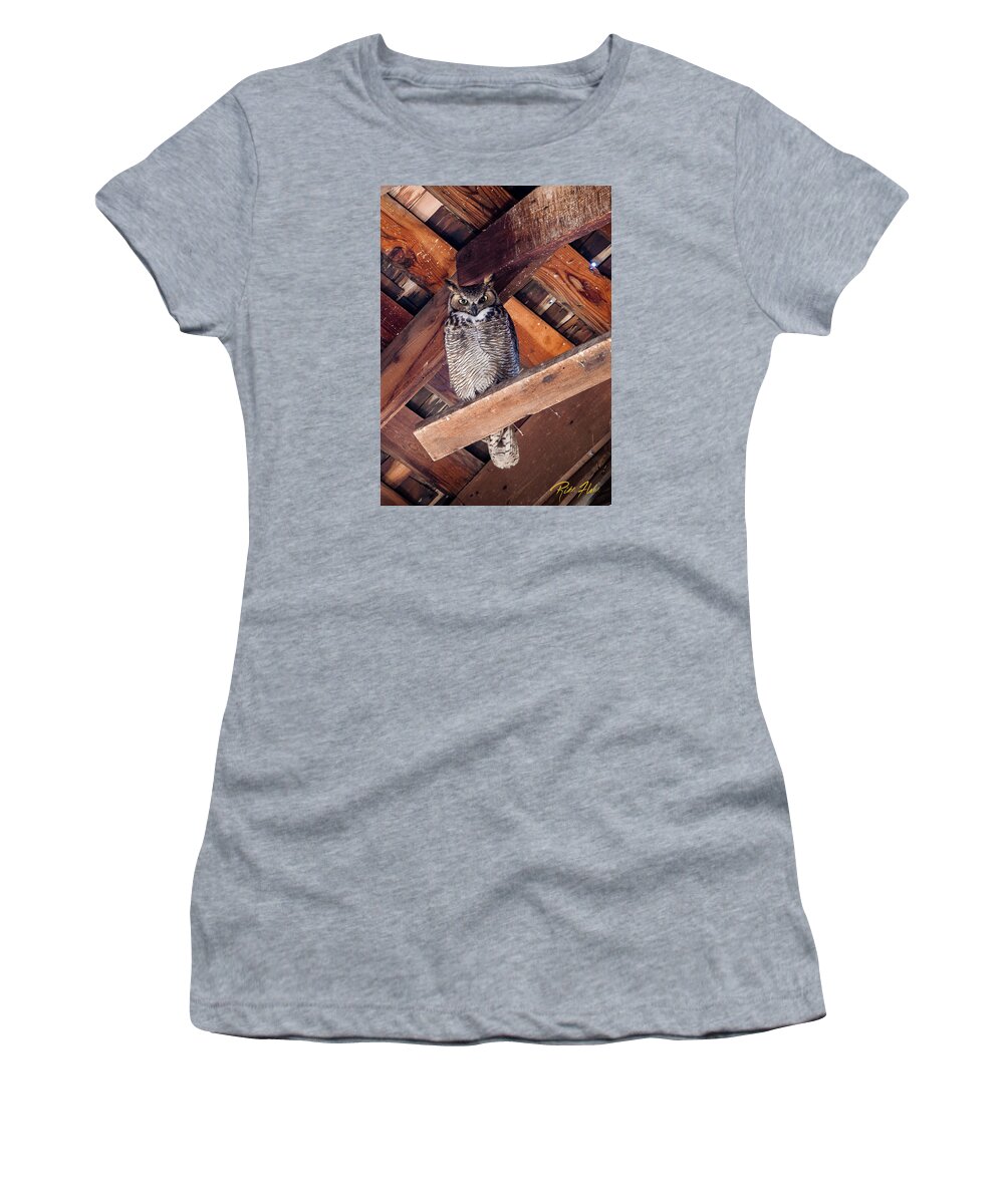 Animals Women's T-Shirt featuring the photograph Owl in a Barn by Rikk Flohr