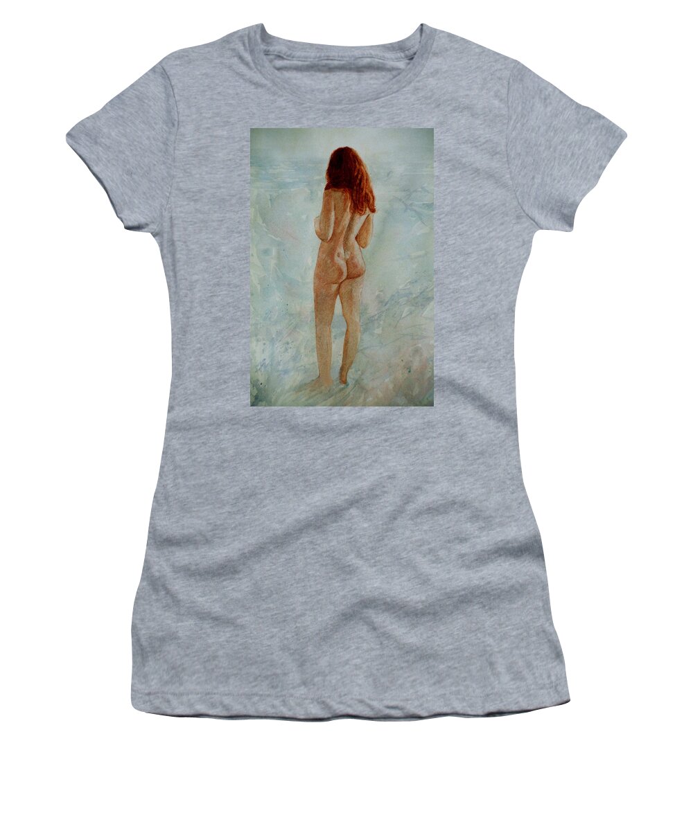 Erotic Women's T-Shirt featuring the painting Pacific Ocean by David Ladmore