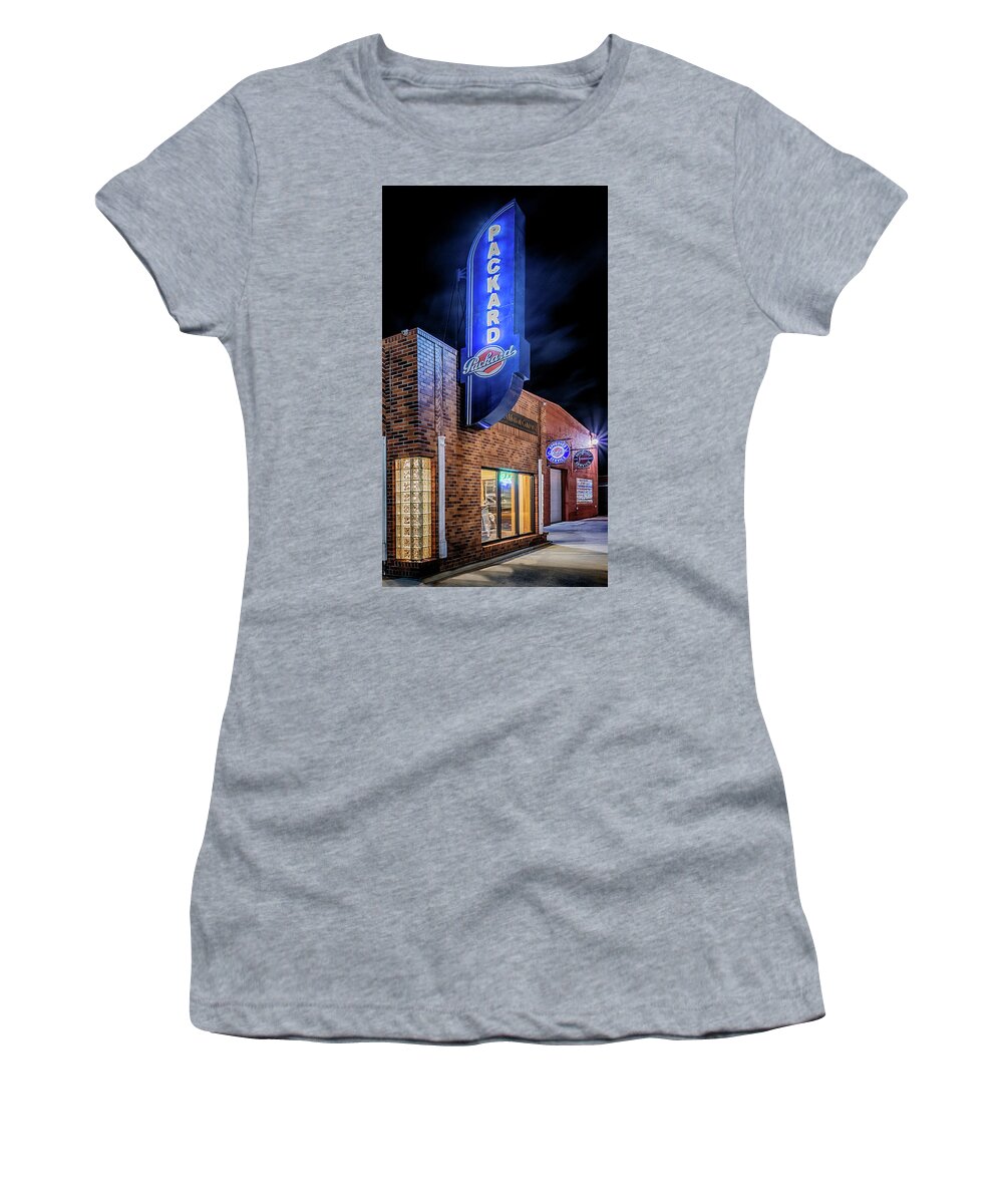 Packard Women's T-Shirt featuring the photograph Packard Sign by Susan Rissi Tregoning