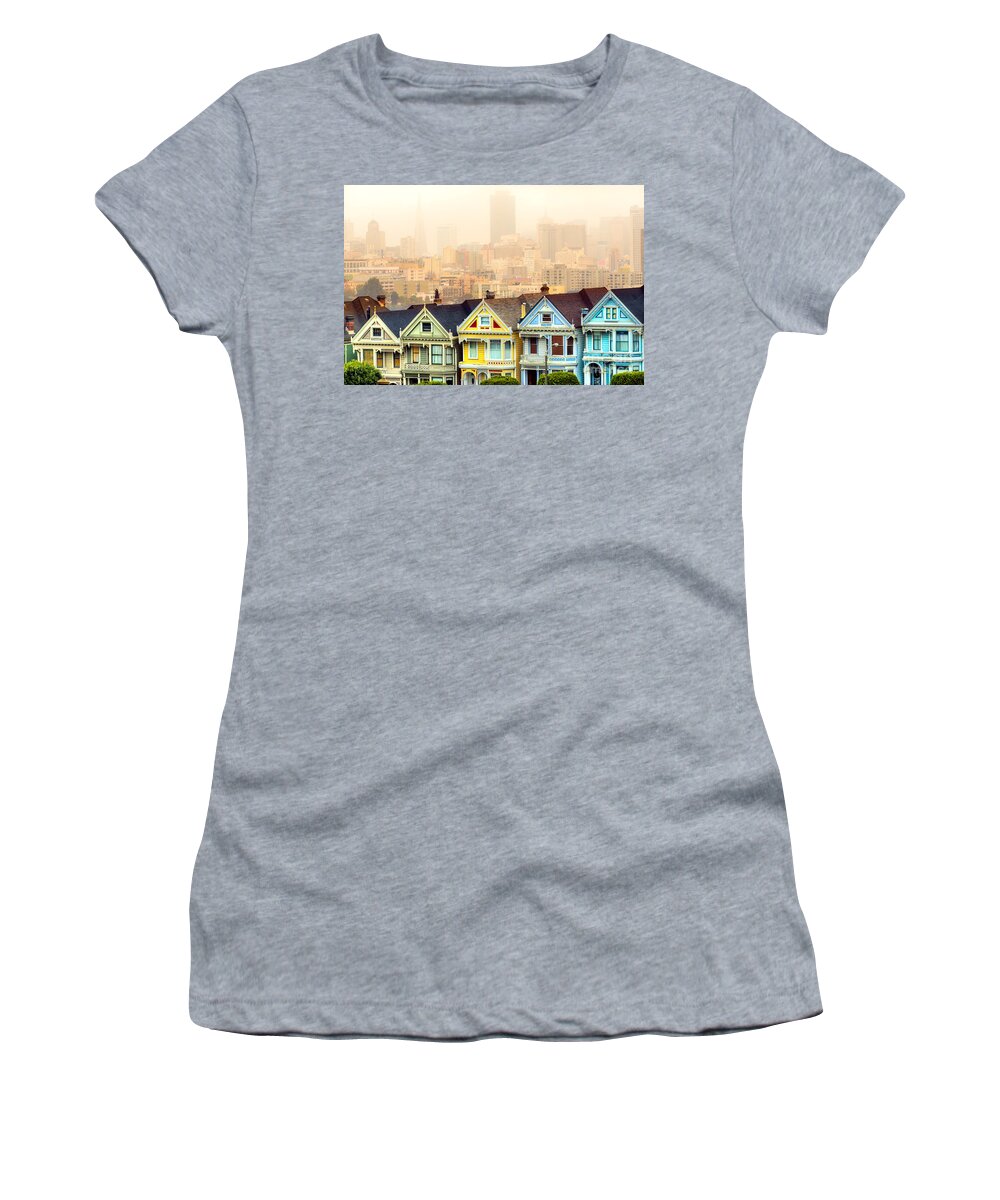 Francisco Women's T-Shirt featuring the photograph Painted ladies of San Francisco by Luciano Mortula