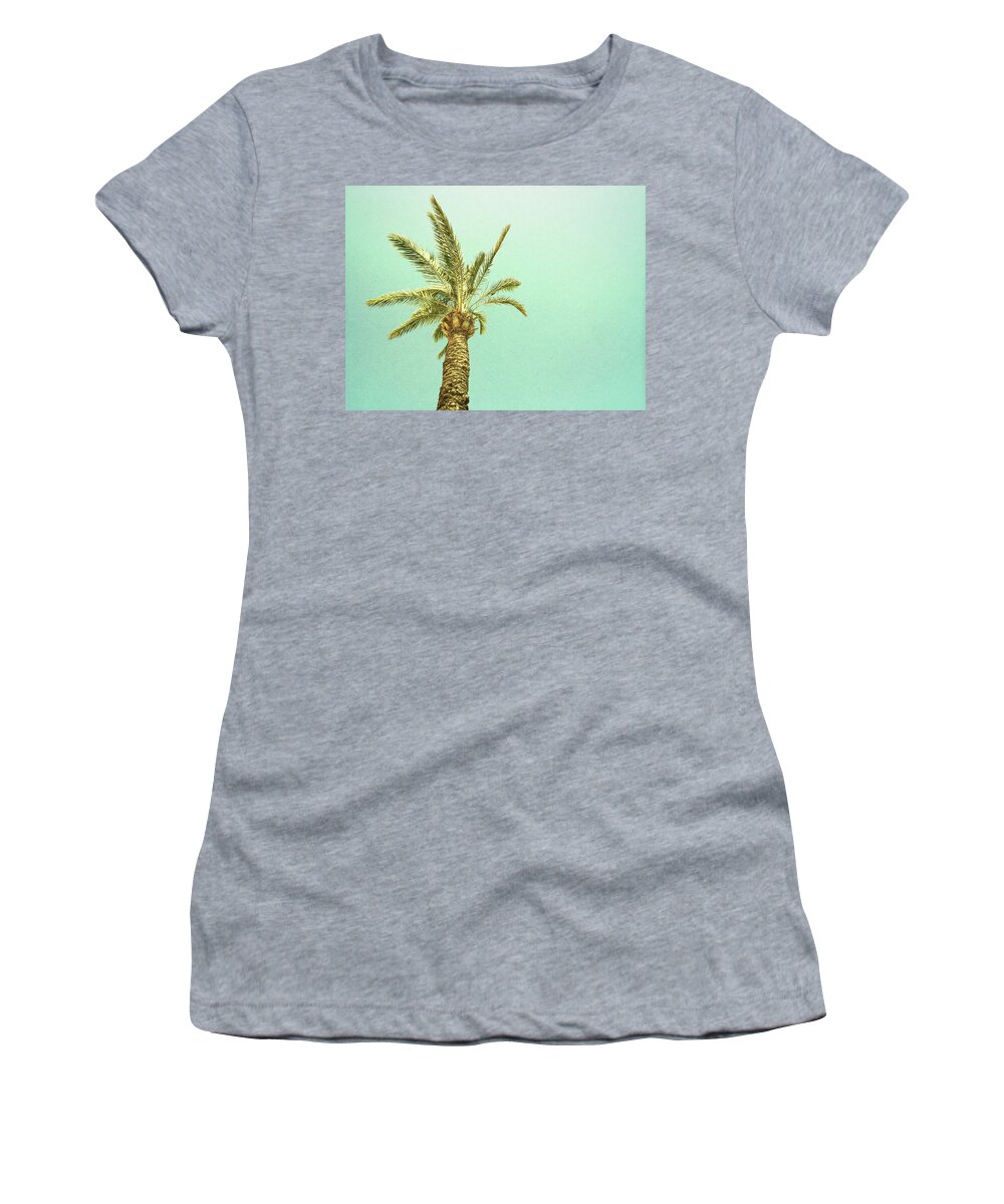 Palm Women's T-Shirt featuring the photograph Palm tree against the sky, retro image by GoodMood Art