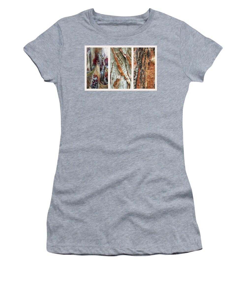 Bark Women's T-Shirt featuring the photograph Palm Tree Bark Triptych by Jessica Jenney