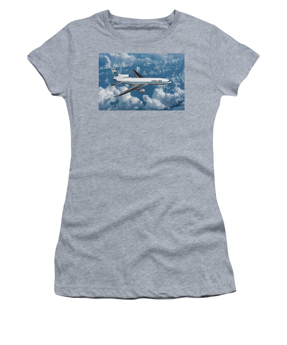 Pan American Airlines Women's T-Shirt featuring the digital art Pan Am Clipper Black Hawk by Erik Simonsen