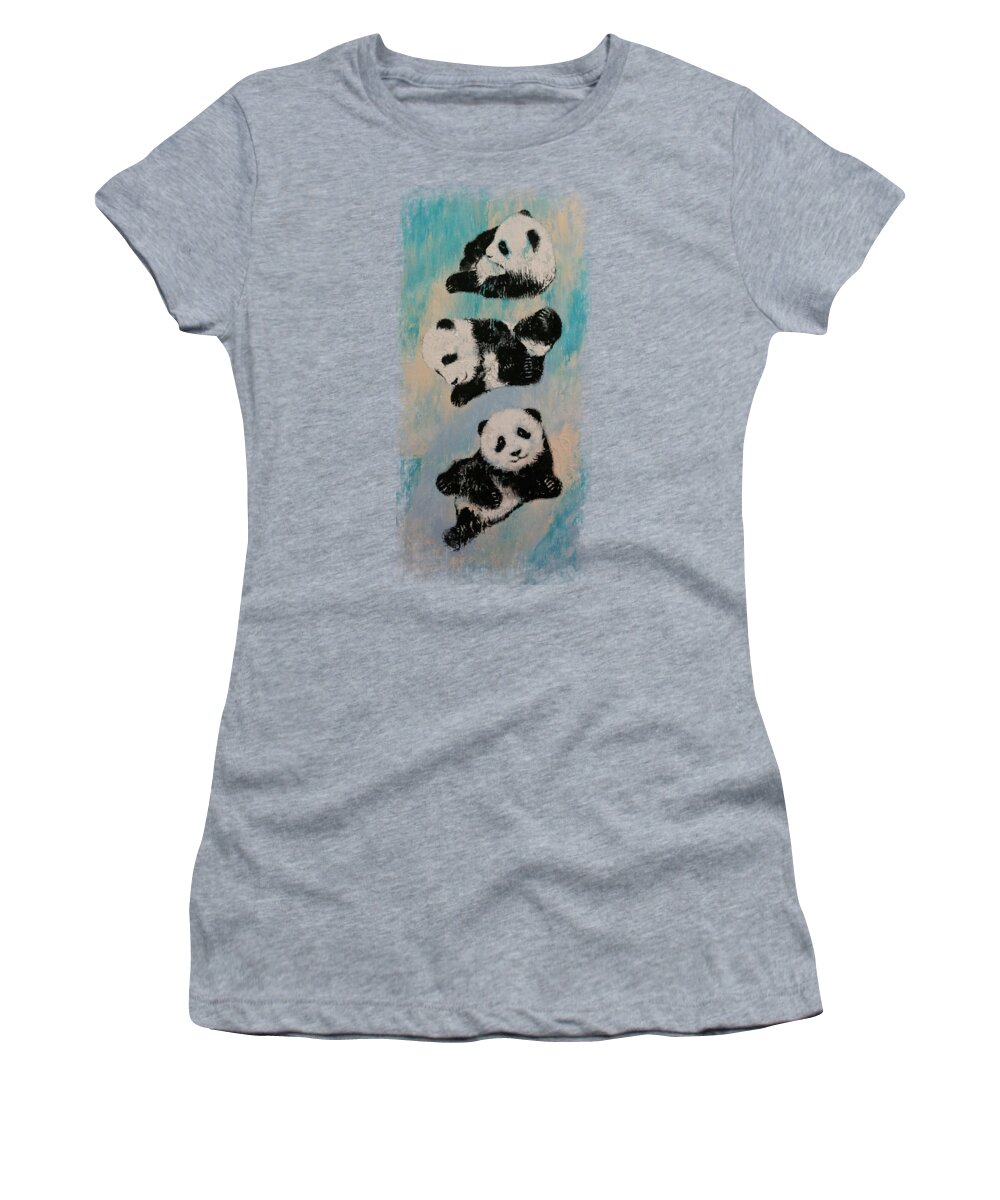 Children Women's T-Shirt featuring the painting Panda Karate by Michael Creese