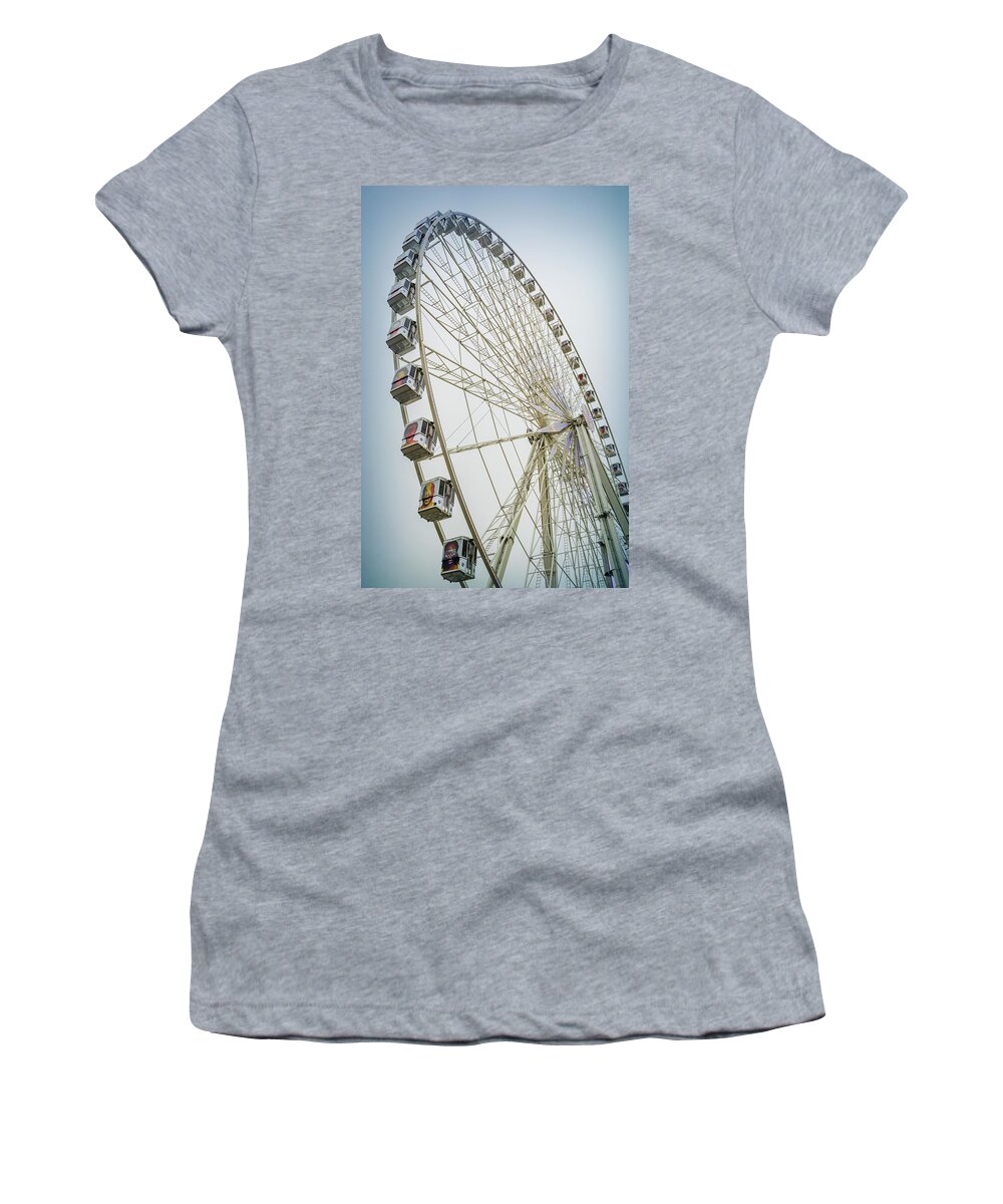 Joan Carroll Women's T-Shirt featuring the photograph Paris Observation Wheel by Joan Carroll