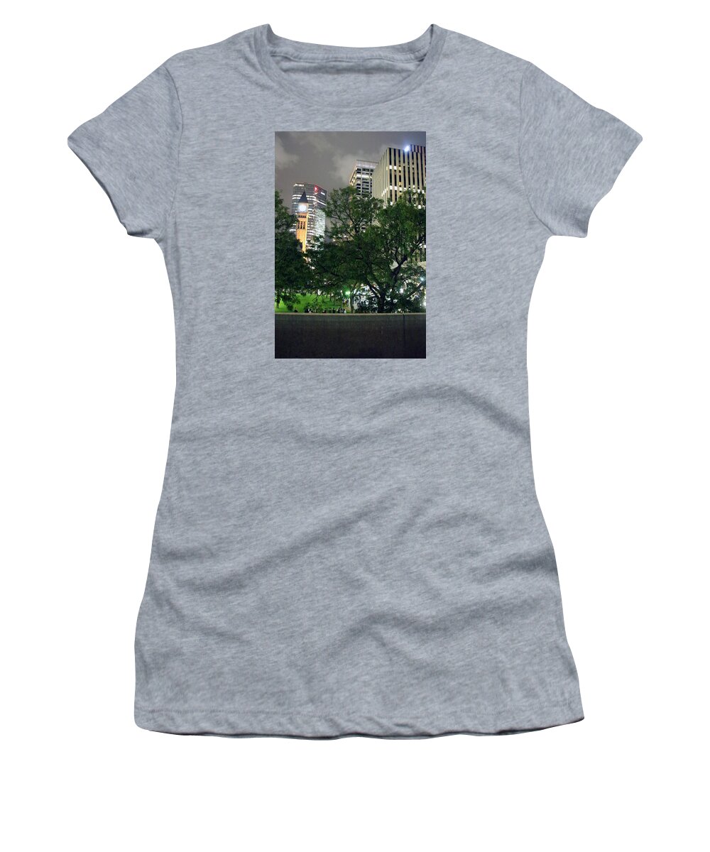 Night Photography Women's T-Shirt featuring the photograph Park at Night by Munir Alawi