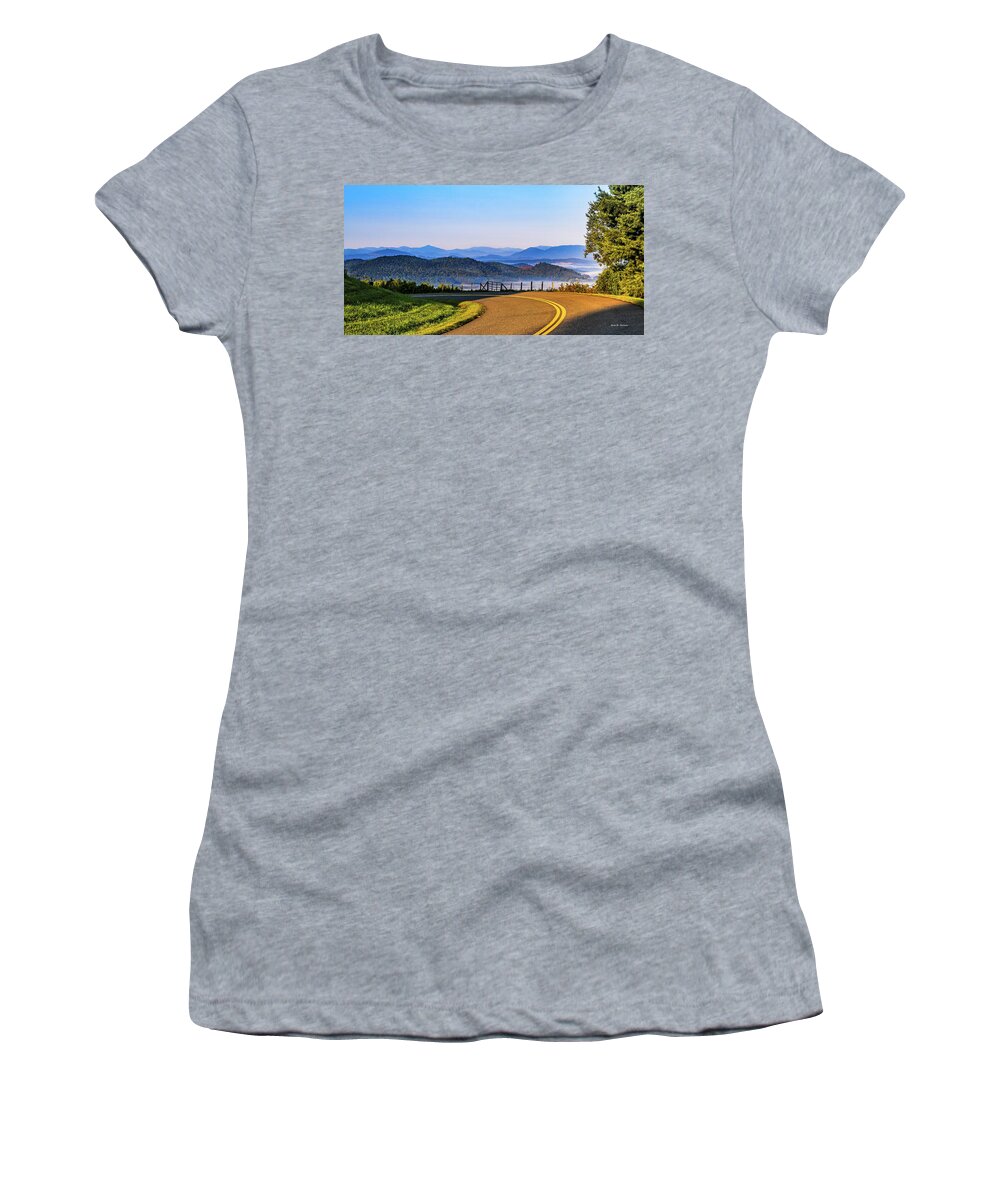 Blue Ridge Parkway Women's T-Shirt featuring the photograph Parkway Morning Vista by Dale R Carlson