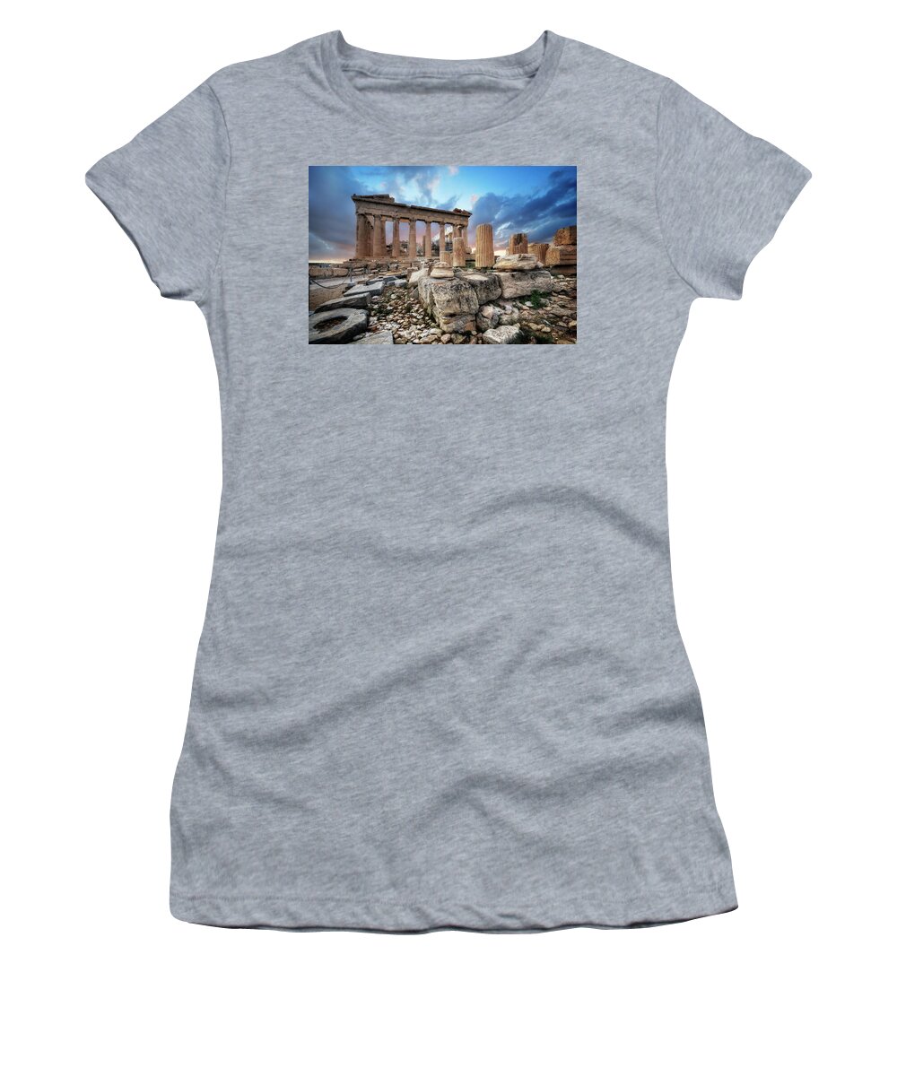 Art Women's T-Shirt featuring the photograph Parthenon of Acropolis by Yhun Suarez