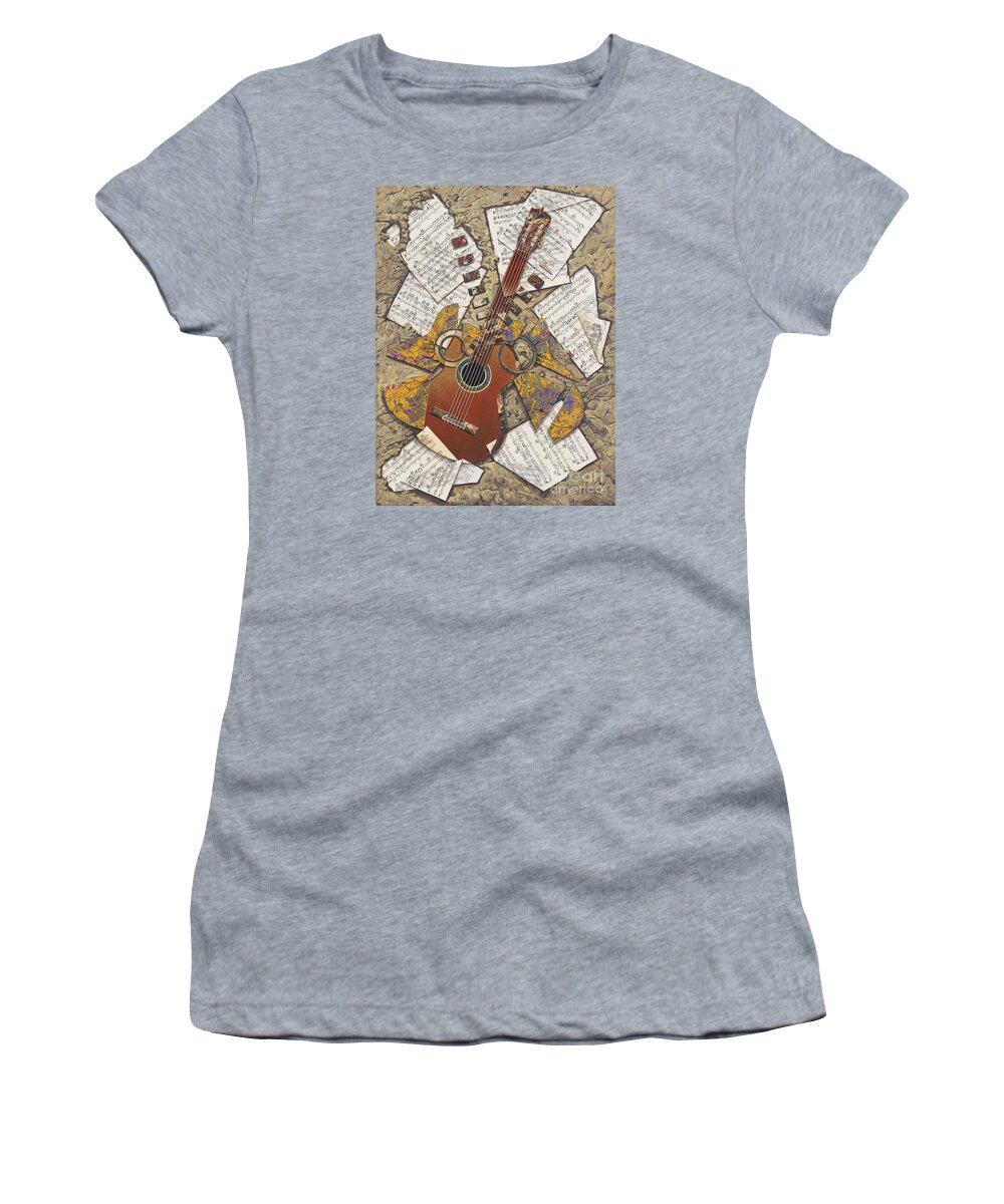 Collage Women's T-Shirt featuring the painting Partituras by Ricardo Chavez-Mendez