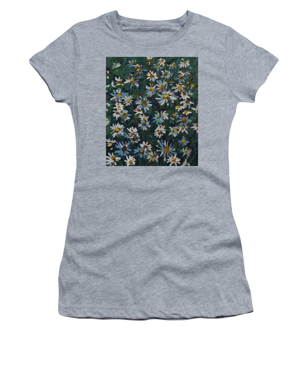 1953 Women's T-Shirt featuring the painting Past Prime Daisies by Phil Chadwick