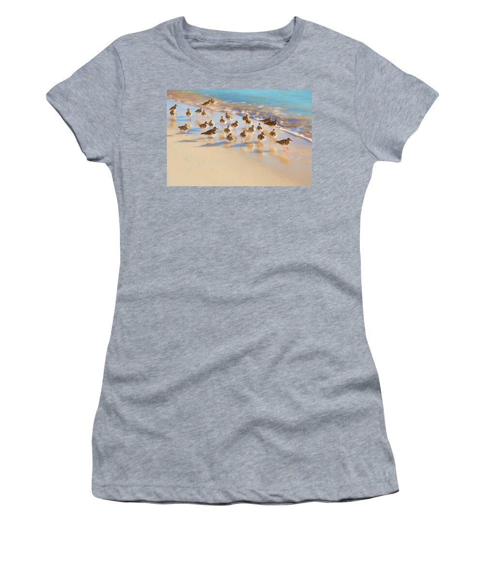 Photopainting Women's T-Shirt featuring the photograph Pastel Crowd and Shadows by Allan Van Gasbeck
