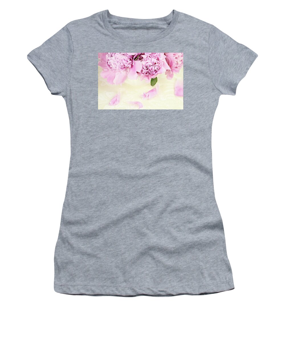 Peony;peonies;paeonia Suffruticosa;paeoniaceae;flower;flowers;pink;floral;overhead Women's T-Shirt featuring the photograph Pastel Pink Peonies by Stephanie Frey