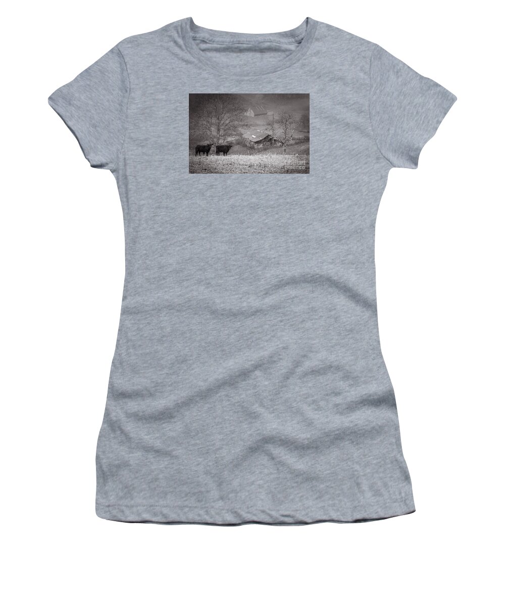 Pasture Field Women's T-Shirt featuring the photograph Pasture Field and Barns by Thomas R Fletcher