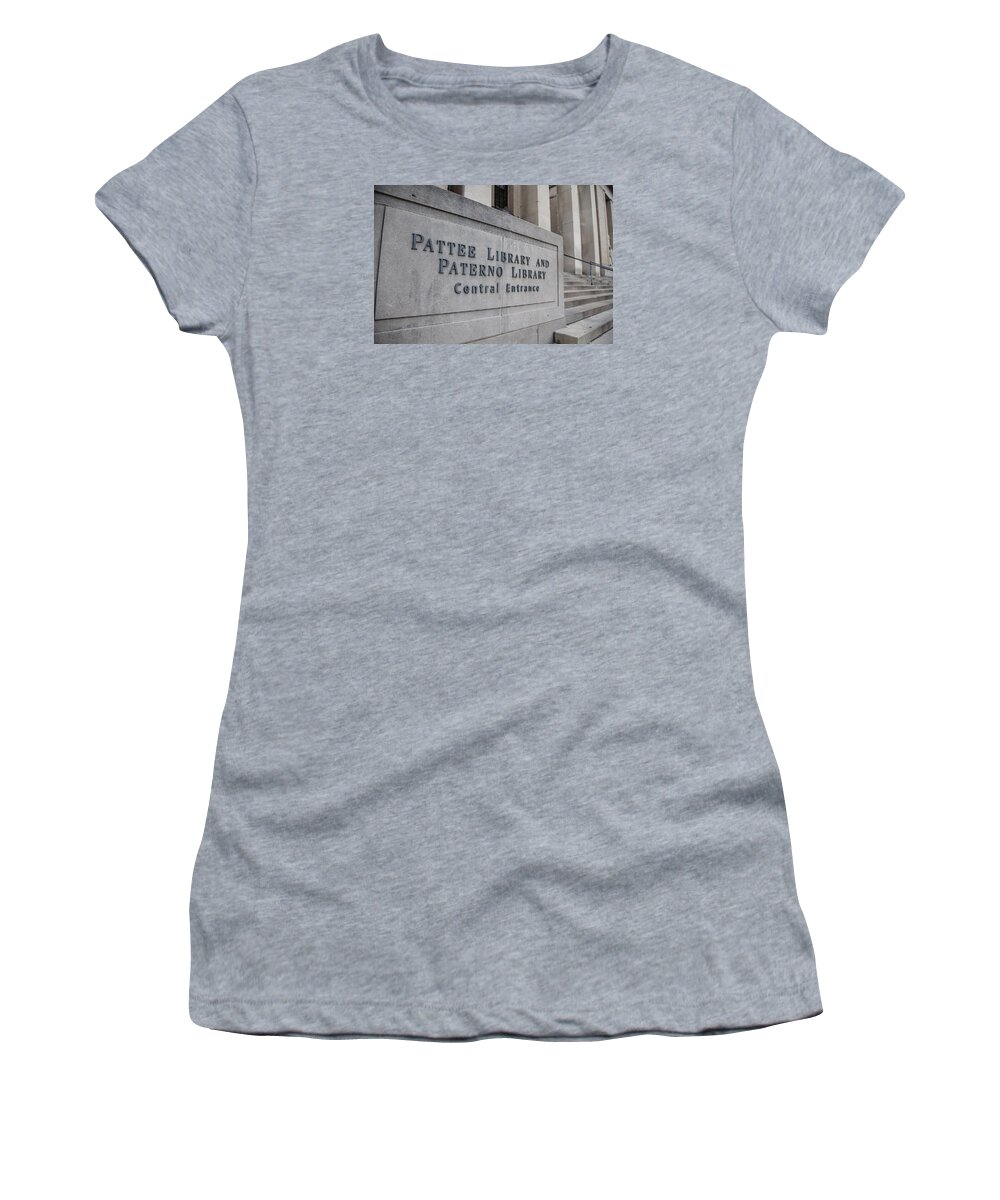 Penn State Women's T-Shirt featuring the photograph Paterno Library at Penn State by John McGraw