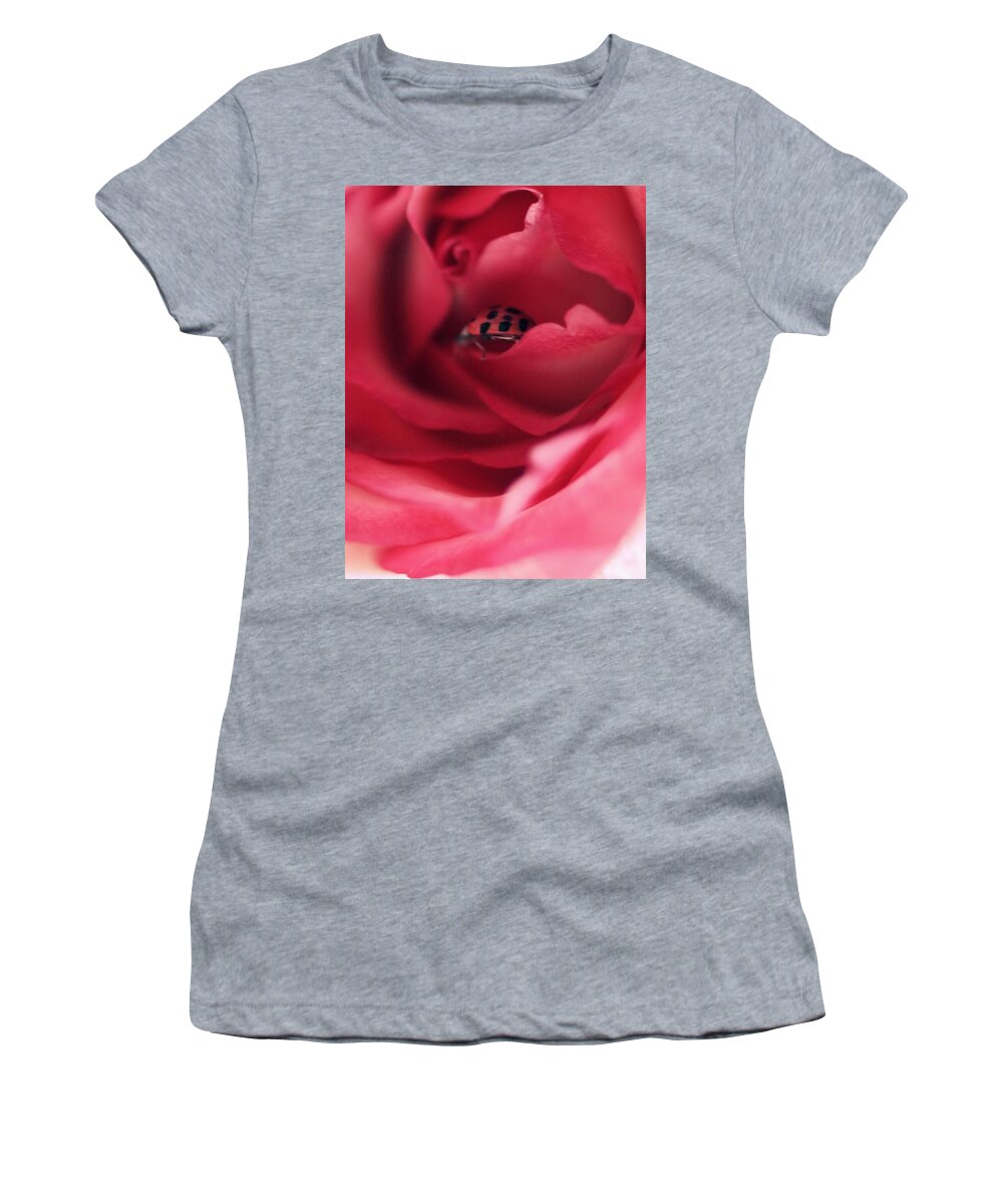 Red Rose Women's T-Shirt featuring the photograph Patient Lady by The Art Of Marilyn Ridoutt-Greene