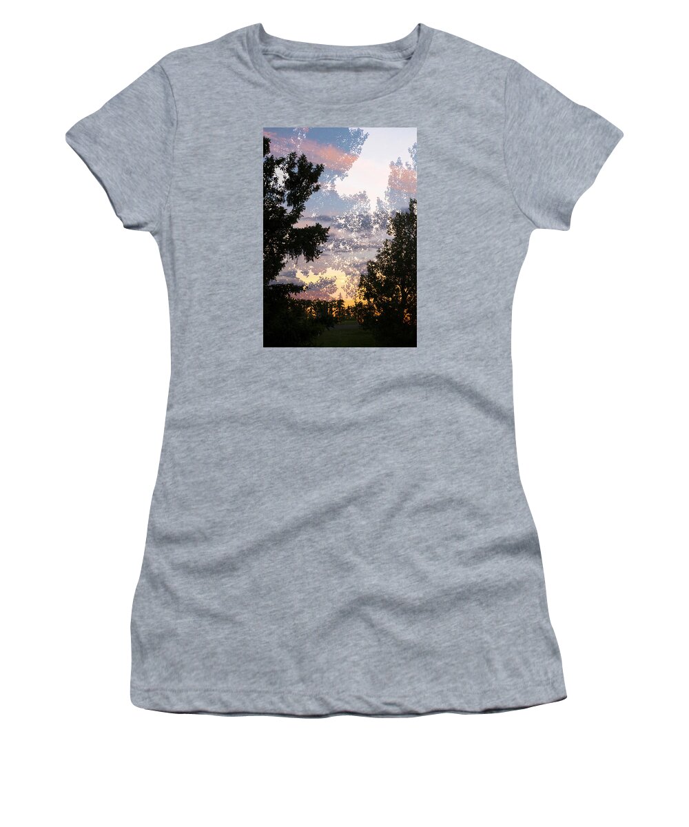 Multiple Exposure Women's T-Shirt featuring the photograph Paynotn Sunset by Ellery Russell