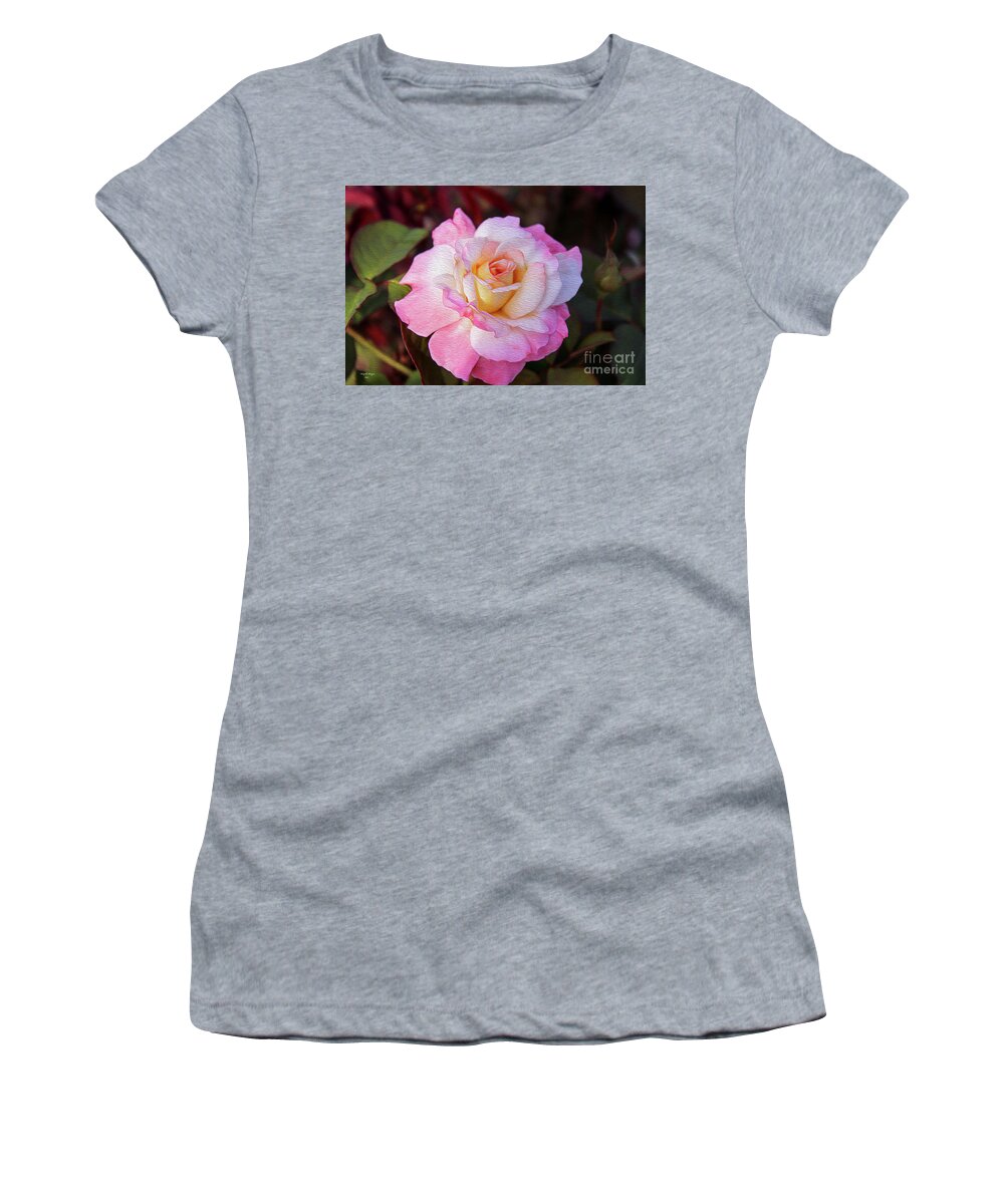 Rose Women's T-Shirt featuring the digital art Peach and White Rose by DB Hayes