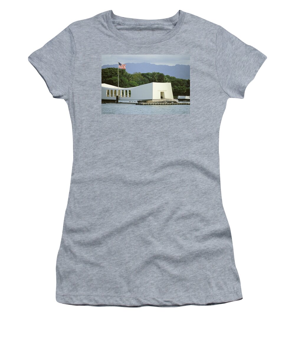American Women's T-Shirt featuring the photograph Pearl Harbor Memorial by Mary Van de Ven - Printscapes
