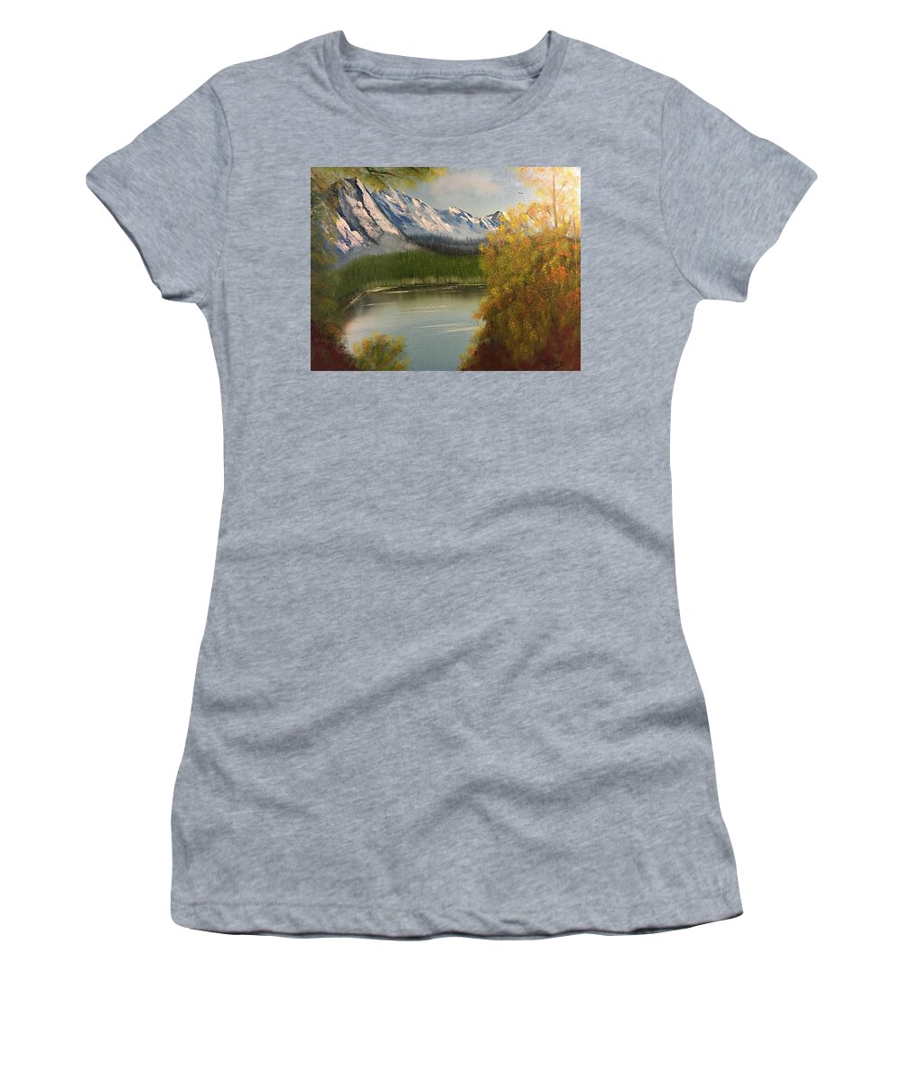 Mountain Women's T-Shirt featuring the painting Peek-a-boo Mountain by Thomas Janos