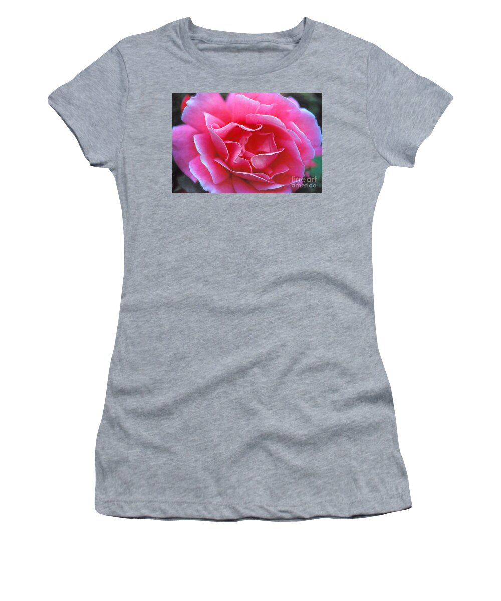 Peggy Lee Rose Women's T-Shirt featuring the photograph Peggy Lee Rose Bridal Pink by David Zanzinger