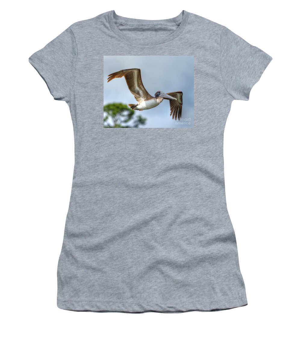 Pelican Women's T-Shirt featuring the photograph Pelican-4443 by Gulf Coast Aerials -