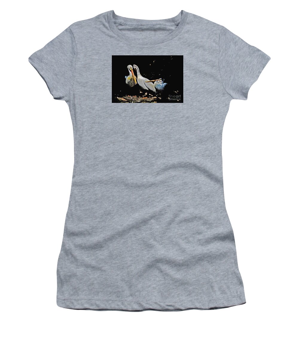 Pelicans Women's T-Shirt featuring the photograph Pelicans in the Sun Impressionistic 2 by David Frederick