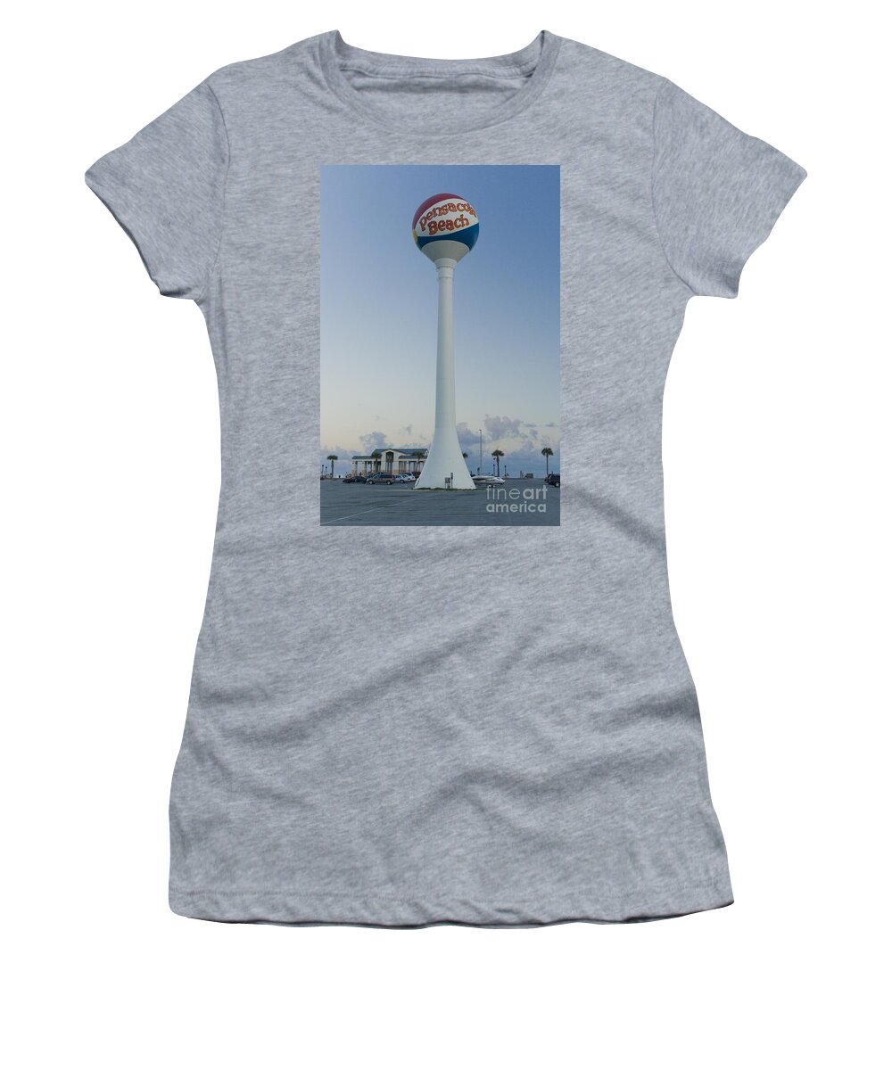 Pensacola Beach Women's T-Shirt featuring the photograph Pensacola Beach Water Tower by Tim Mulina