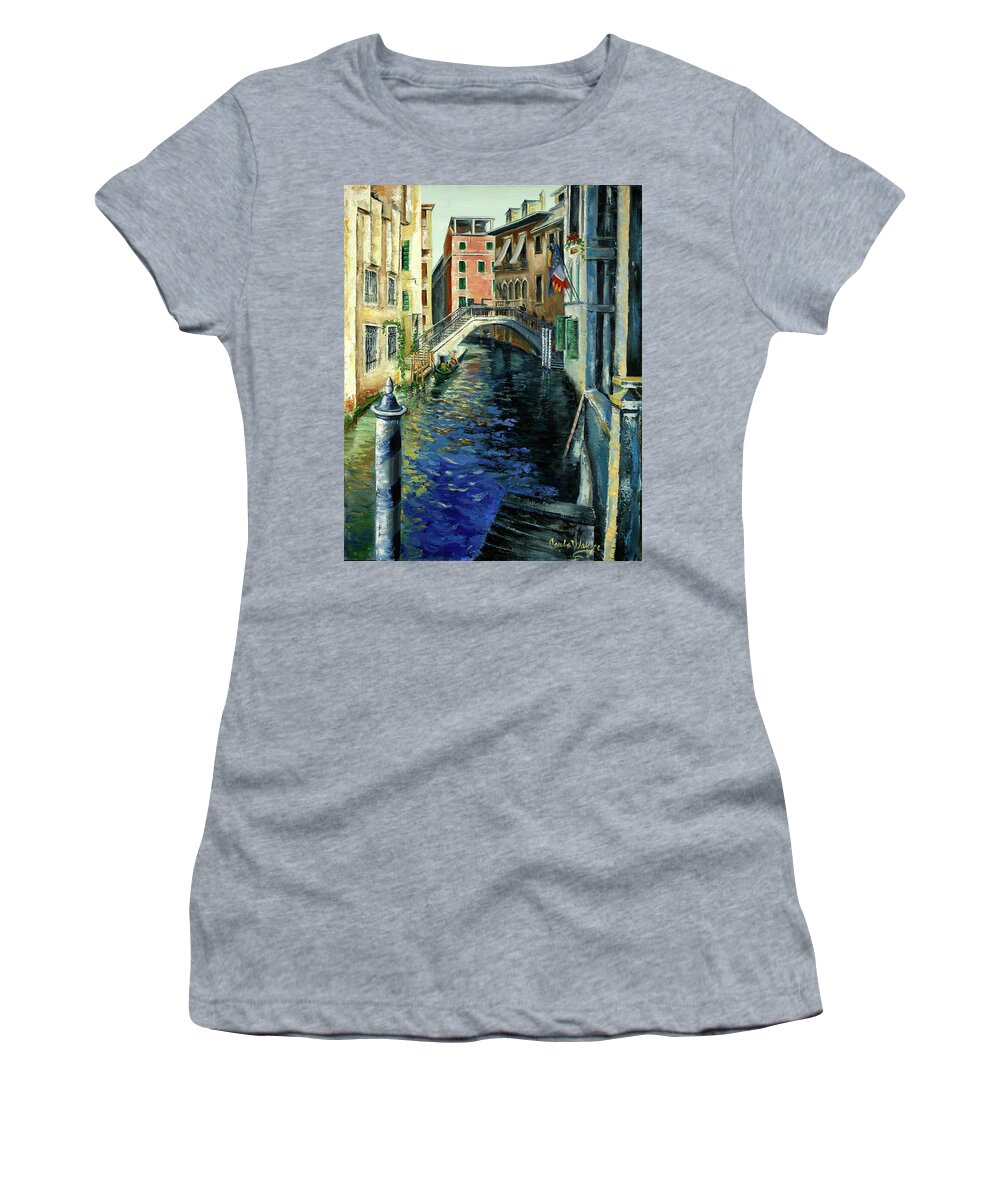 Europe Women's T-Shirt featuring the painting Perche ero Li -Because I was There by Carolyn Coffey Wallace