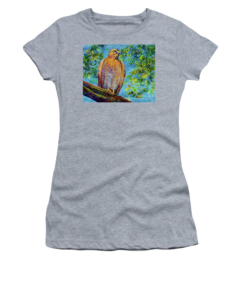 Brevard County Women's T-Shirt featuring the painting Perched Hawk by AnnaJo Vahle