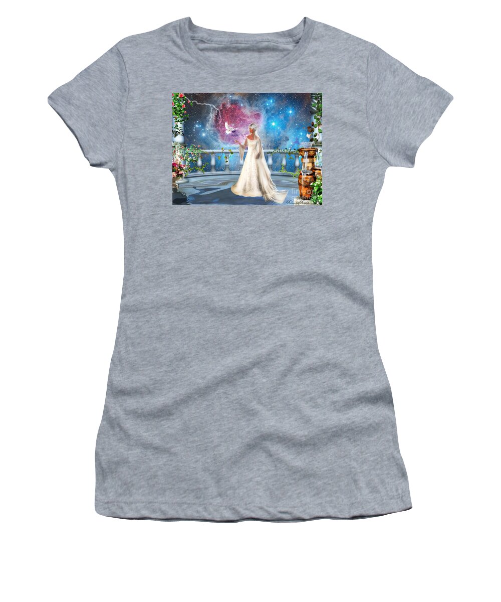 Kingdom Of Heaven Keys Of Love Women's T-Shirt featuring the digital art Perfect love from above by Dolores Develde