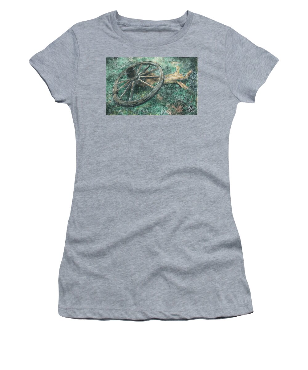 The Old West Women's T-Shirt featuring the painting Perseverance Tamed the West by J L Hodges