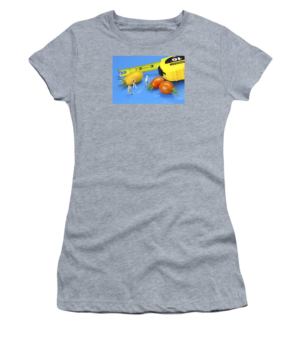 Photography Women's T-Shirt featuring the photograph Photography of tomatoes little people on food by Paul Ge