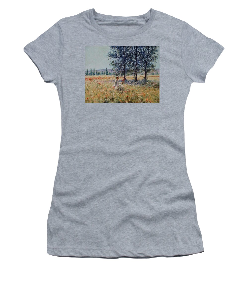 Art Pierre Women's T-Shirt featuring the painting Picking flowers by Pierre Dijk