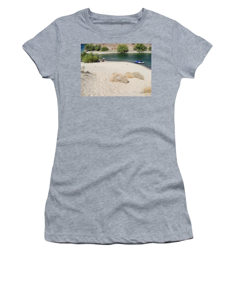 Water Women's T-Shirt featuring the photograph Picnic on Lake Mohave by Julie Niemela